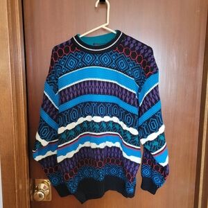 Men’s Lightning Bolt Size Large Knitted Sweater Vintage 90s Grandpa